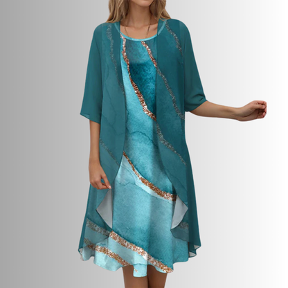 Envola - Damen Sommer Set Bluse Und Kleid Zweiteilig
