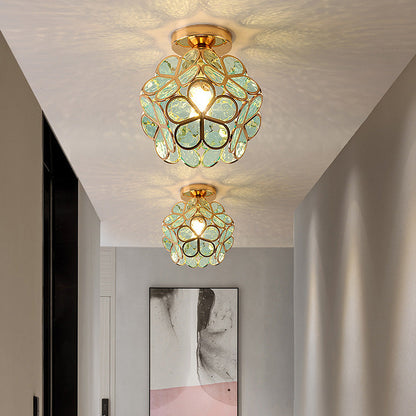 Elegant Flower Ceiling Light Fixture with Glittering Accents | Compact Design for Inviting Atmosphere 0