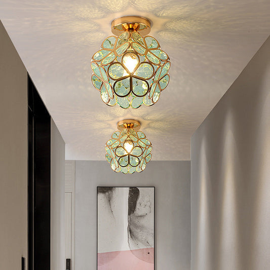 Elegant Flower Ceiling Light Fixture with Glittering Accents | Compact Design for Inviting Atmosphere 0