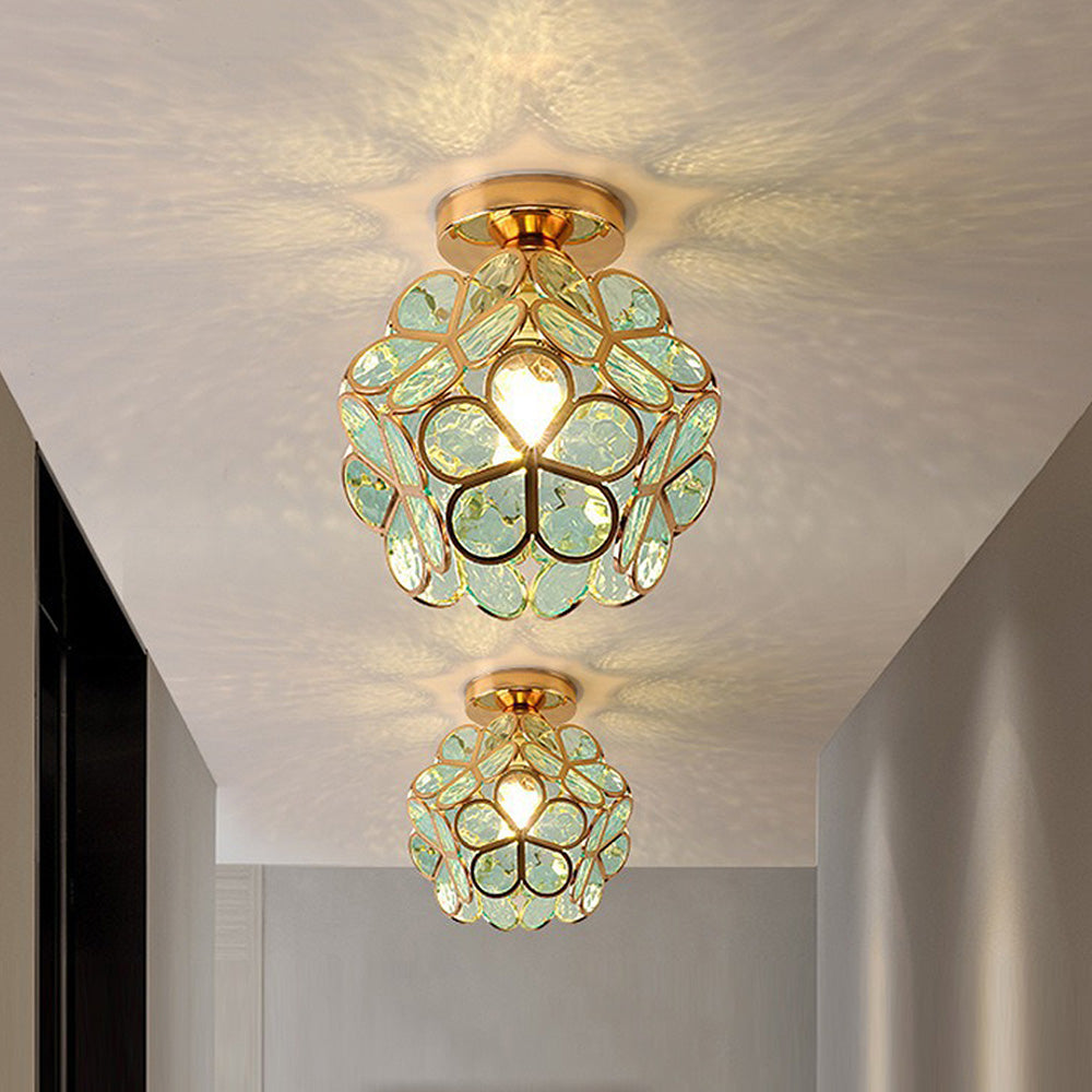 Elegant Flower Ceiling Light Fixture with Glittering Accents | Compact Design for Inviting Atmosphere 2