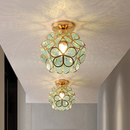 Elegant Flower Ceiling Light Fixture with Glittering Accents | Compact Design for Inviting Atmosphere 2