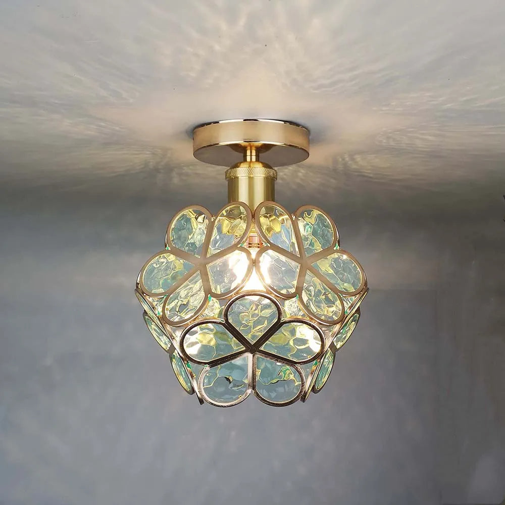 Elegant Flower Ceiling Light Fixture with Glittering Accents | Compact Design for Inviting Atmosphere 3