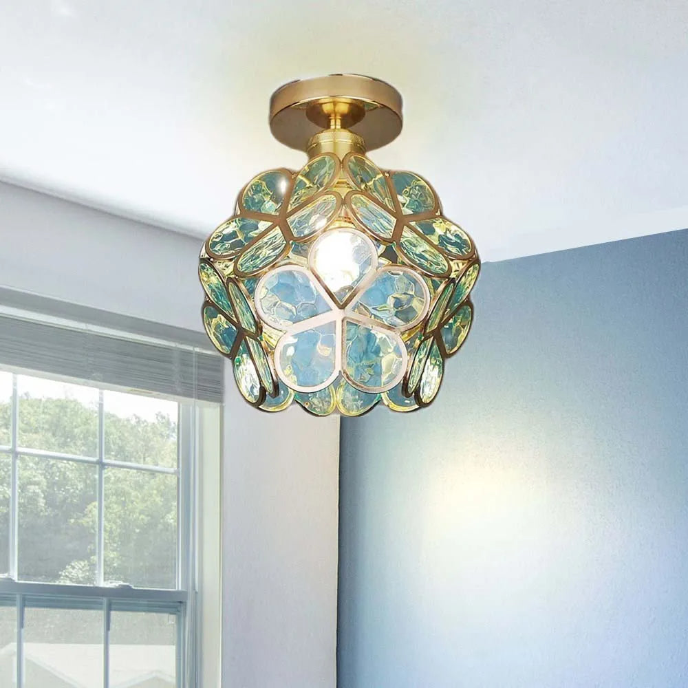 Elegant Flower Ceiling Light Fixture with Glittering Accents | Compact Design for Inviting Atmosphere 5