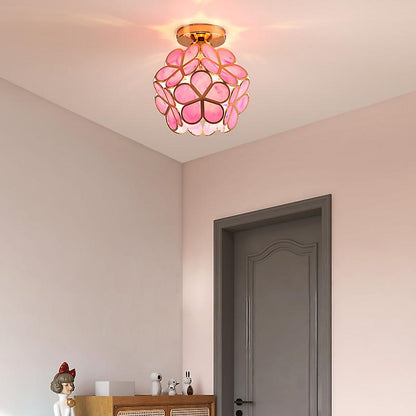 Elegant Flower Ceiling Light Fixture with Glittering Accents | Compact Design for Inviting Atmosphere 9