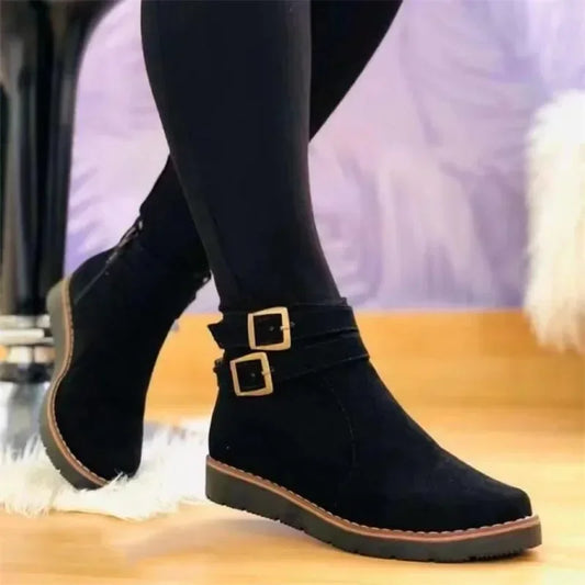 Elegant Women's Ankle Boot With Buckles - Beulah