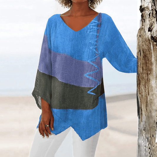 Elegante Blusa Fatta a Mano Donna | Scollo a V & Vestibilità Morbida