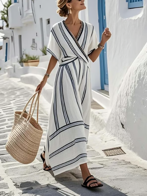 Elegante vestito Donna | Scollo Incrociato & Vita Regolabile