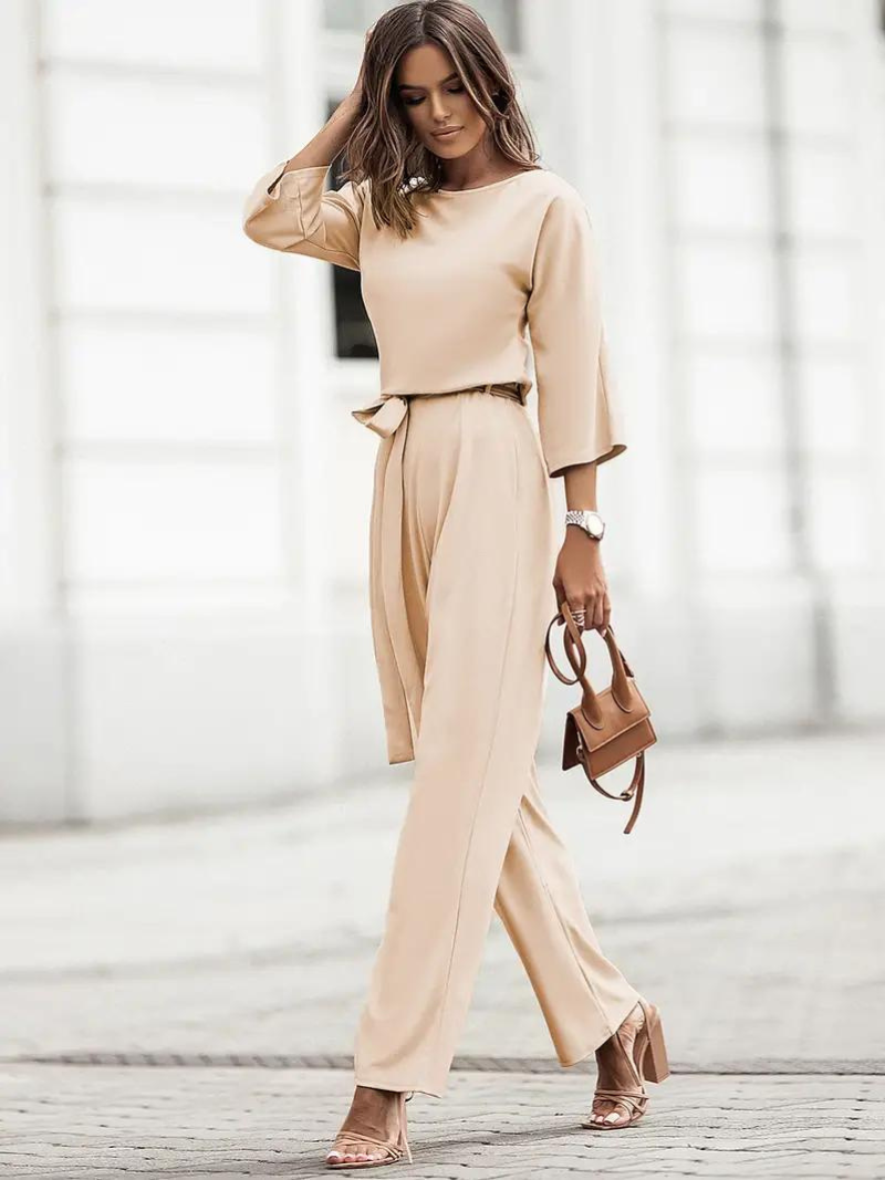 Damen-Jumpsuit mit Bindegürtel – Selina Herbstedition