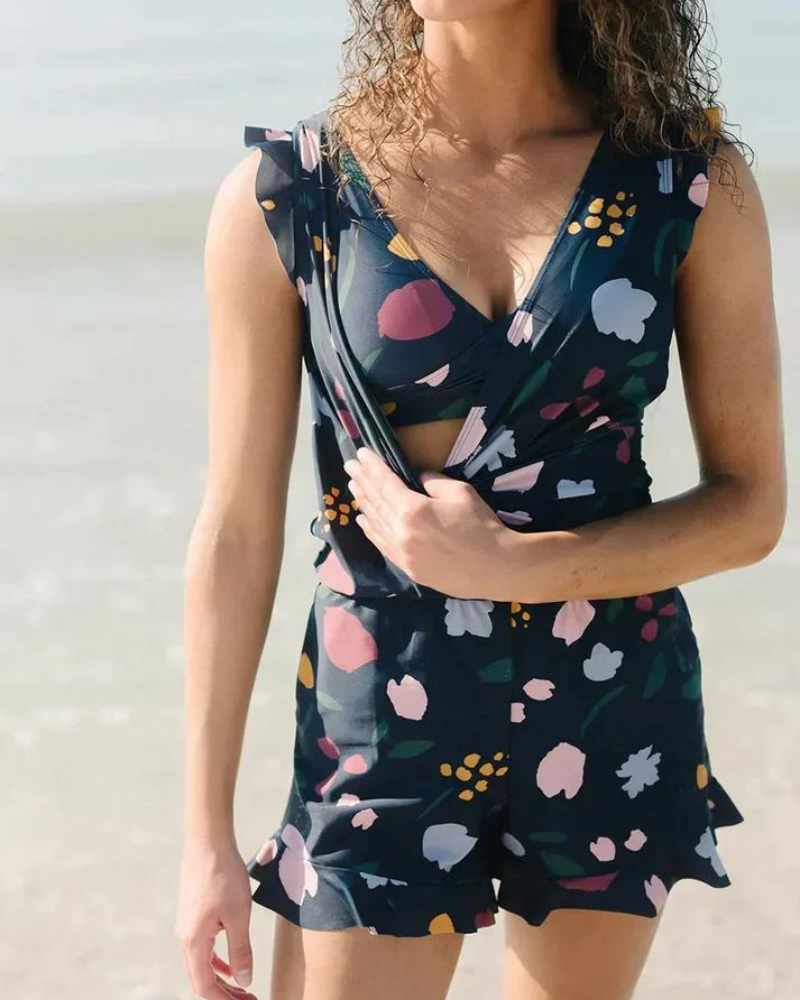 Eleganter Badeanzug Damen mit Integriertem BH & Wickel-V-Ausschnitt | Stilvoller Schnitt für Komfort und Eleganz 8