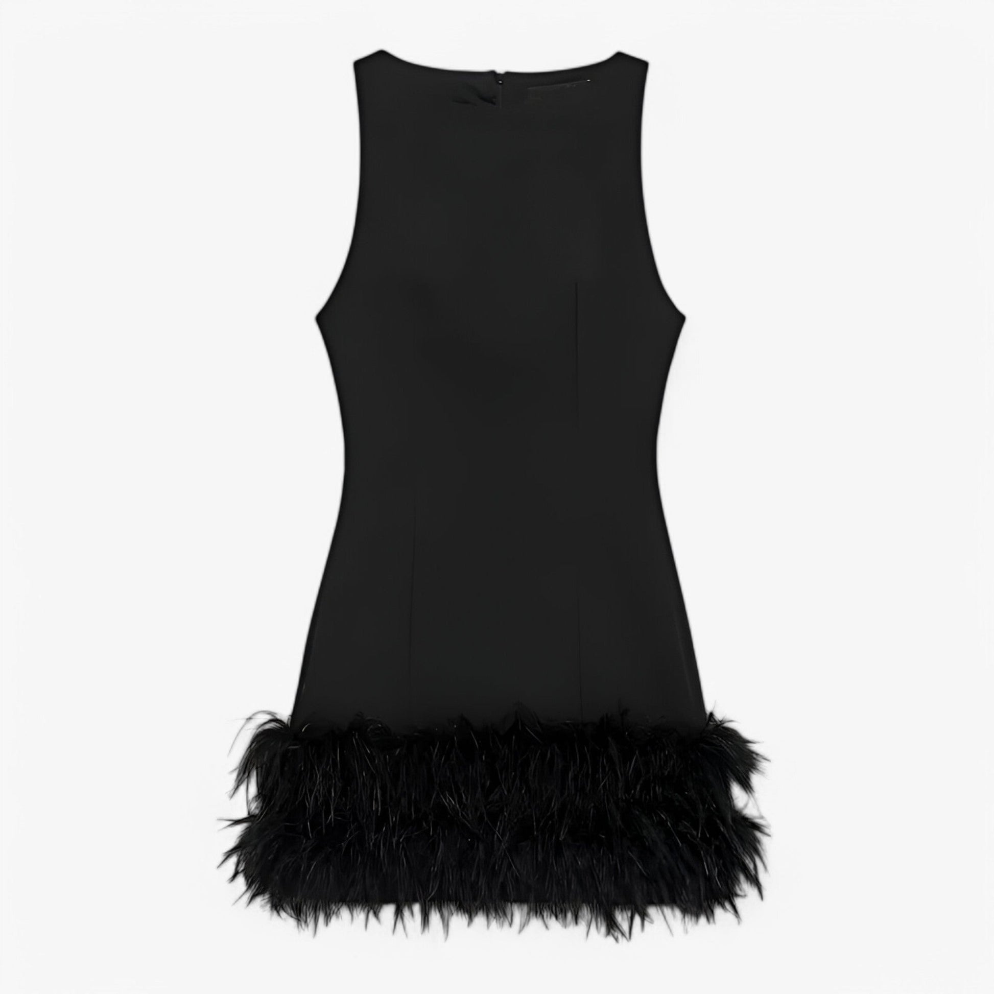 Elegantes Damen Mini-Kleid mit Federn 0
