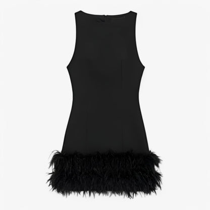 Elegantes Damen Mini-Kleid mit Federn 0