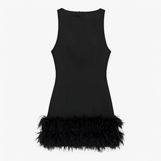 Elegantes Damen Mini-Kleid mit Federn 0