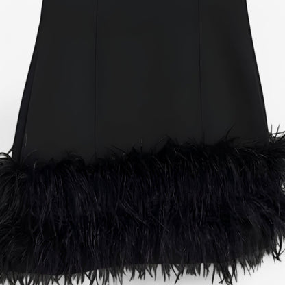 Elegantes Damen Mini-Kleid mit Federn 7