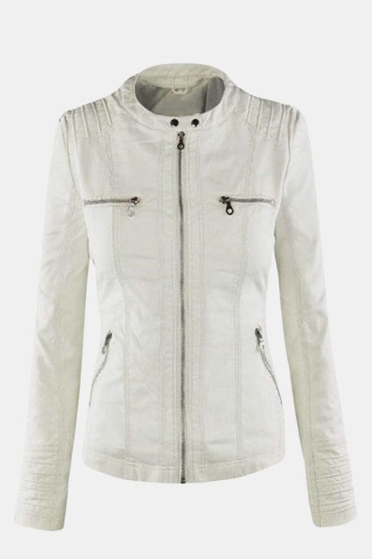 Elira – Weatherproof Leather Jacket with Hood