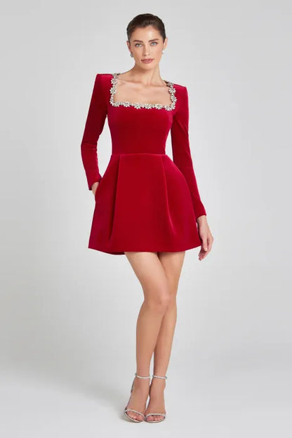 Atelier Fes | Valentina Fluwelen Mini-Jurk