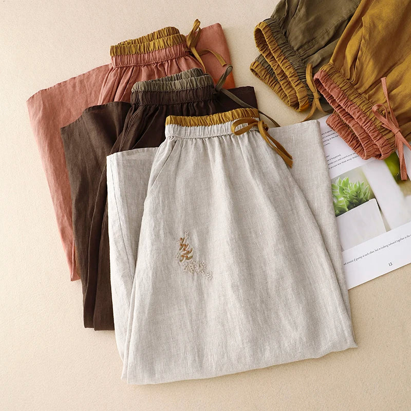 Light blue linen skirt with a relaxed fit and a flowy style, perfect for casual summer outings. 5