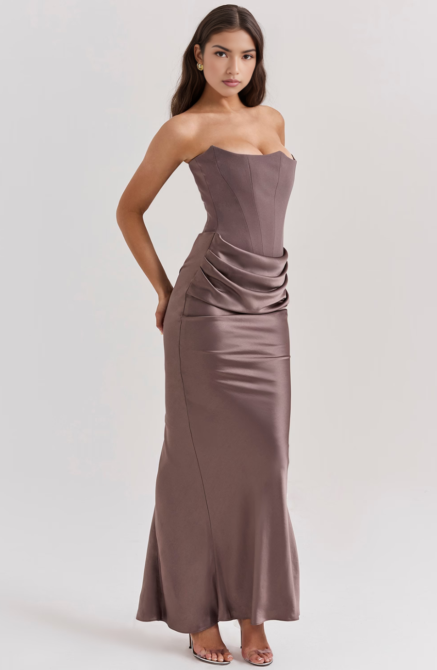 Women's Wedding Guest Lace Strapless Dress Evening