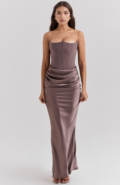 Women's Wedding Guest Lace Strapless Dress Evening