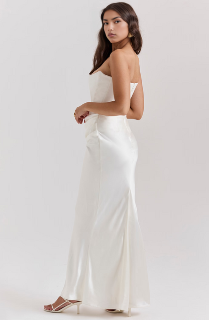 Women's Wedding Guest Lace Strapless Dress Evening