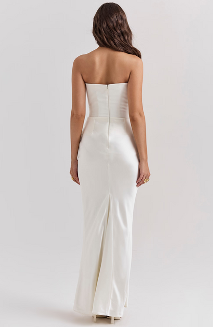 Women's Wedding Guest Lace Strapless Dress Evening