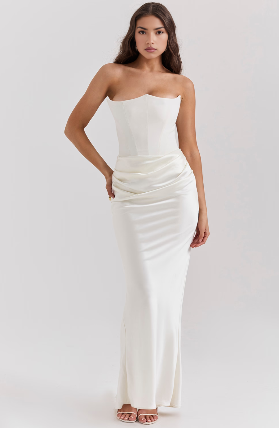 Women's Wedding Guest Lace Strapless Dress Evening