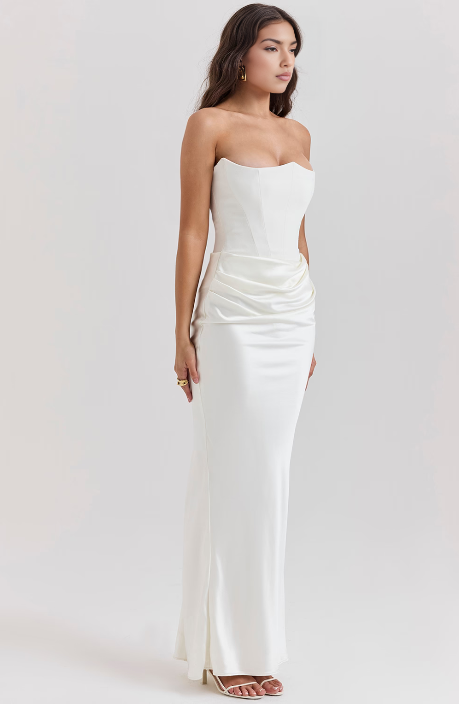 Women's Wedding Guest Lace Strapless Dress Evening