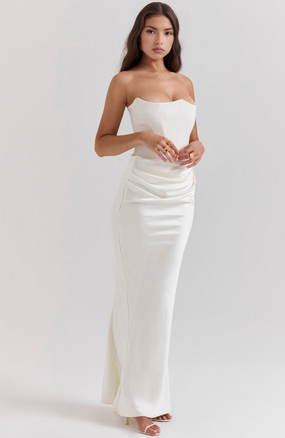 Women's Wedding Guest Lace Strapless Dress Evening