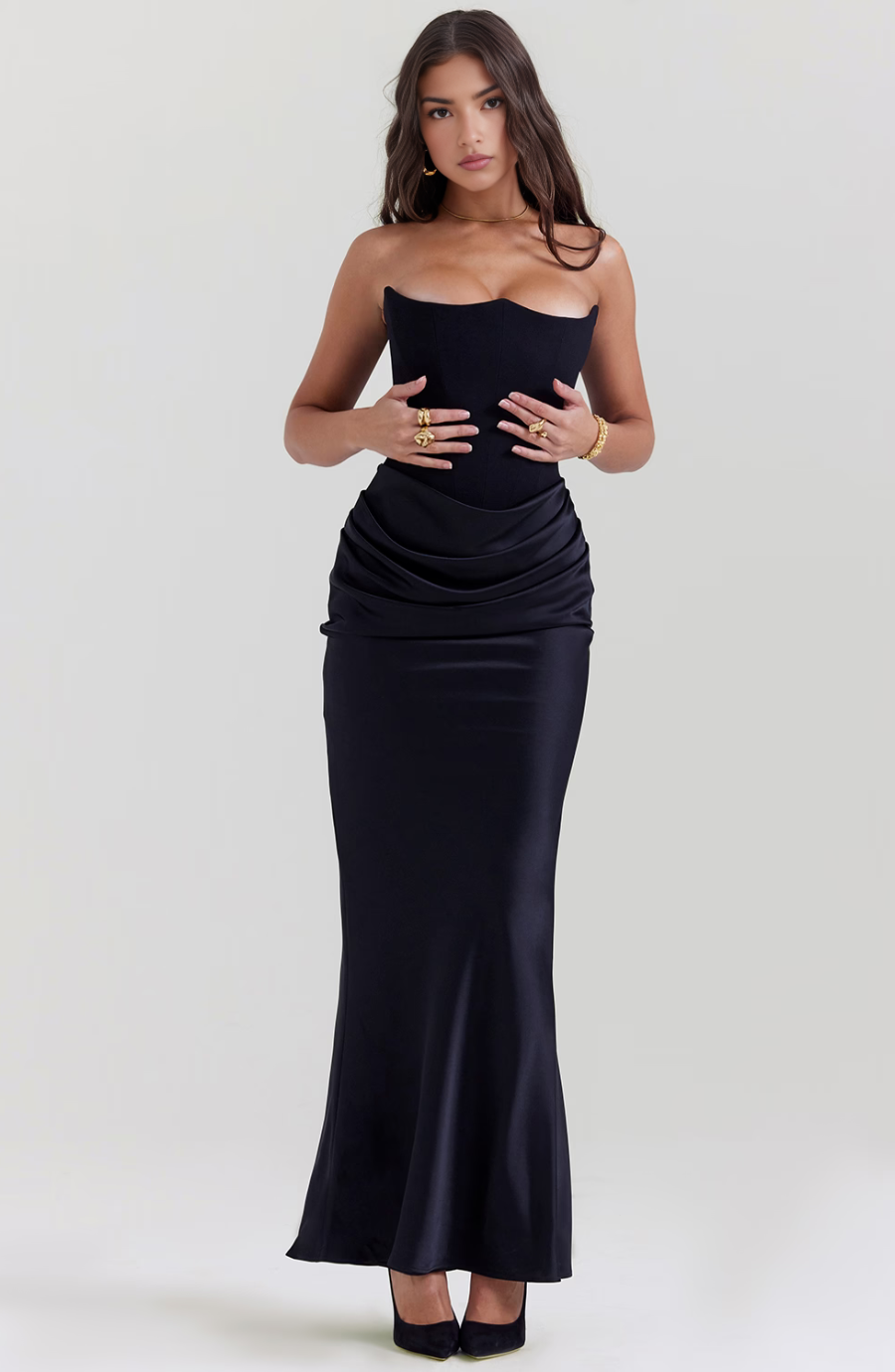 Women's Wedding Guest Lace Strapless Dress Evening