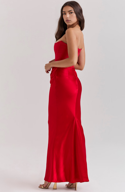Women's Wedding Guest Lace Strapless Dress Evening