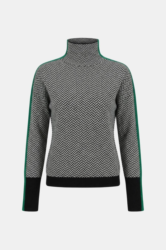 Emerald – Striped Turtle Neck Sweater with Relaxed Fit