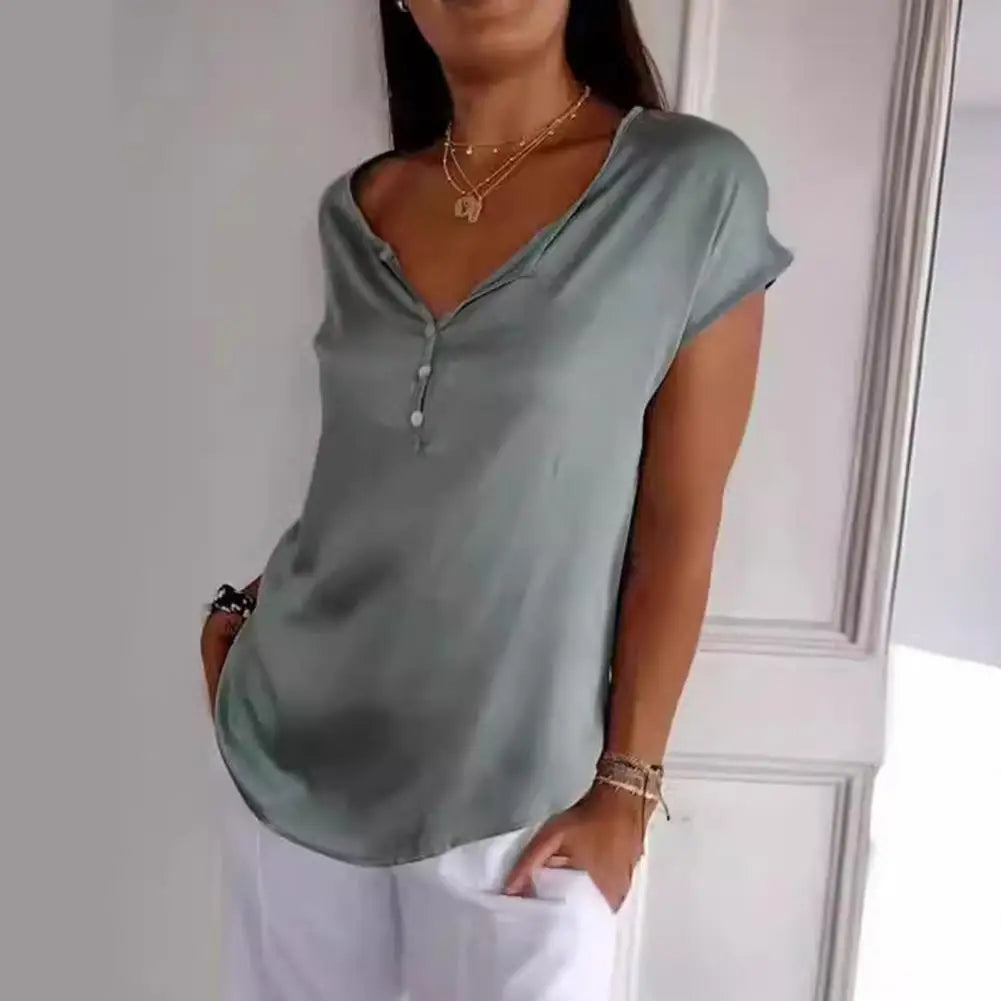 Enide™ Smooth short-sleeved V-neck T-shirt