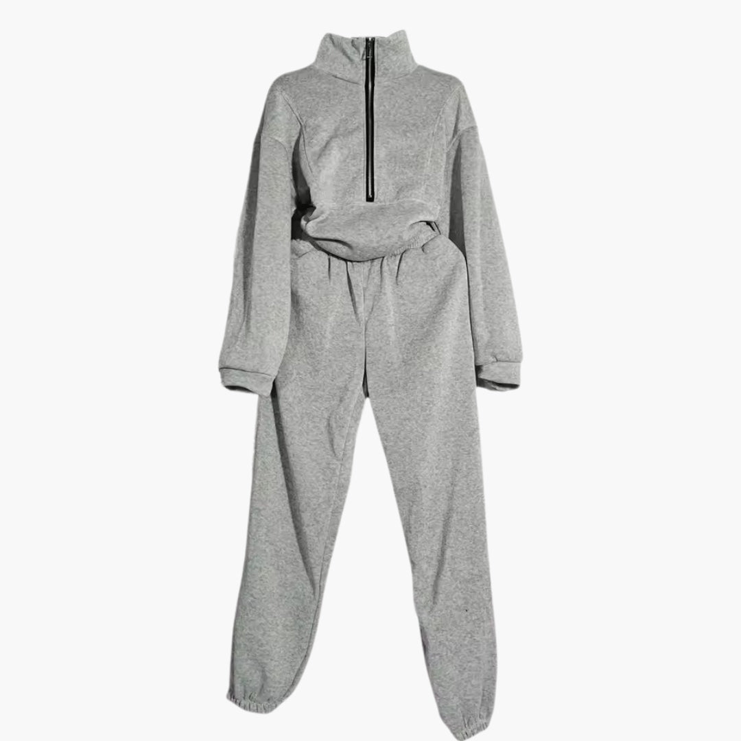 Elowina – Damen Trainingsanzug Set Mit Halb Reißverschluss Sweatshirt