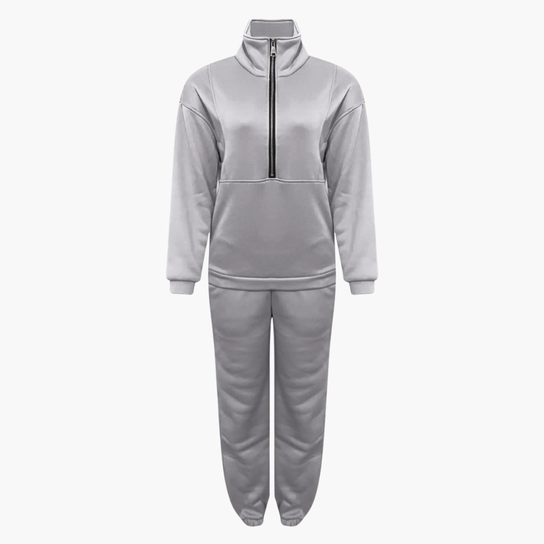 Elowina – Damen Trainingsanzug Set Mit Halb Reißverschluss Sweatshirt