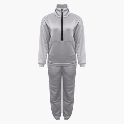 Elowina – Damen Trainingsanzug Set Mit Halb Reißverschluss Sweatshirt
