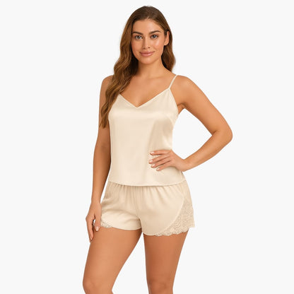 Serena Satijnen Dames Pyjamaset met Top en Short