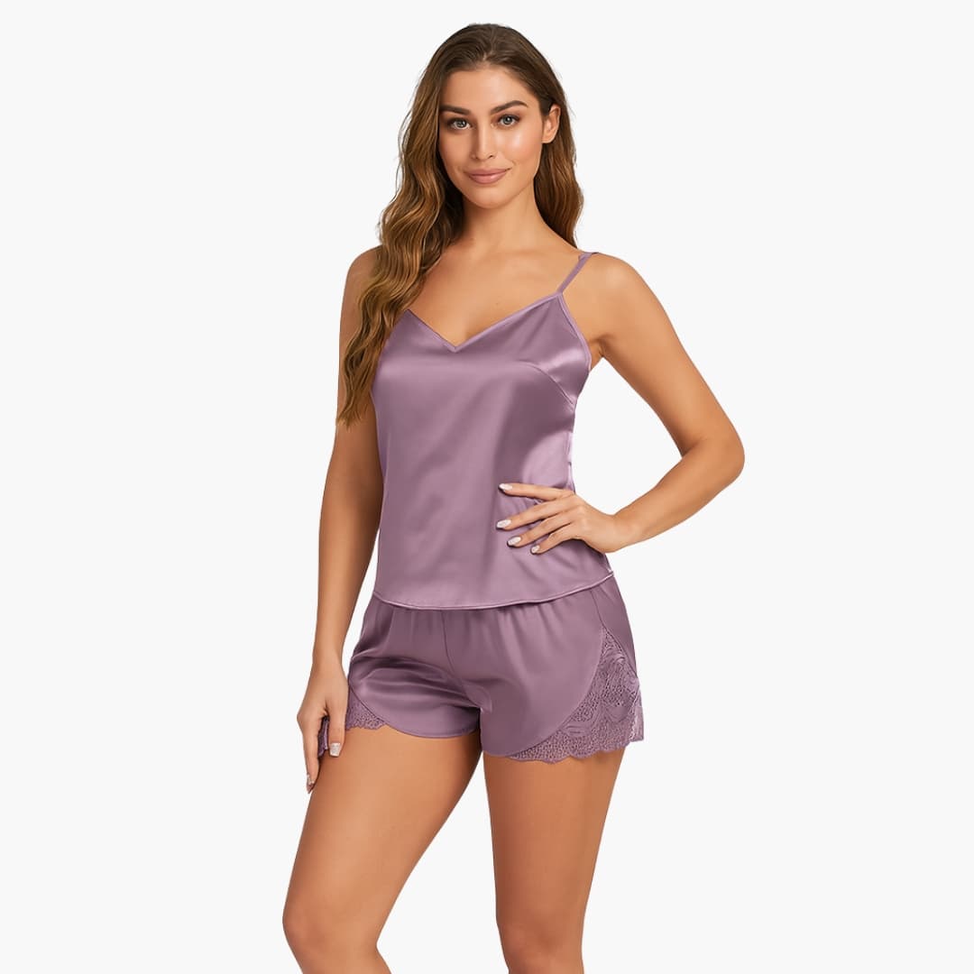 Serena Satijnen Dames Pyjamaset met Top en Short