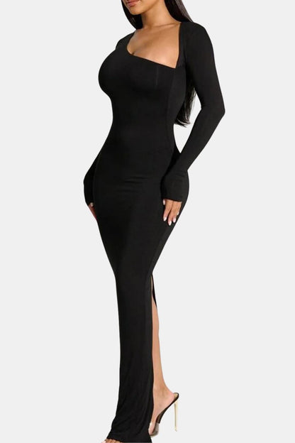 Esmeralda – Elegant Asymmetric Split Maxi Dress
