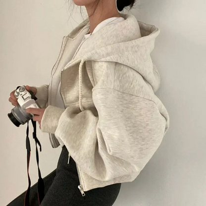 Moderne cropped hoodie med lynlås og stilfuld pasform