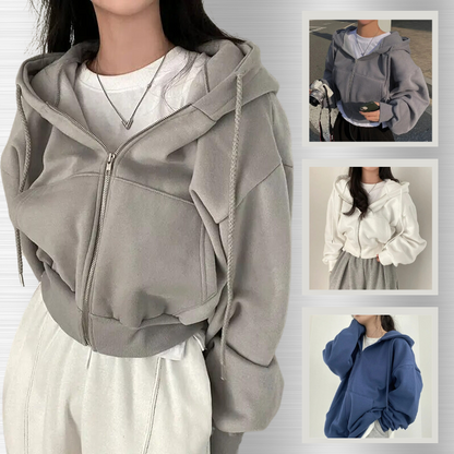 Moderne cropped hoodie med lynlås og stilfuld pasform