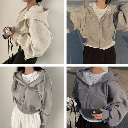 Moderne cropped hoodie med lynlås og stilfuld pasform