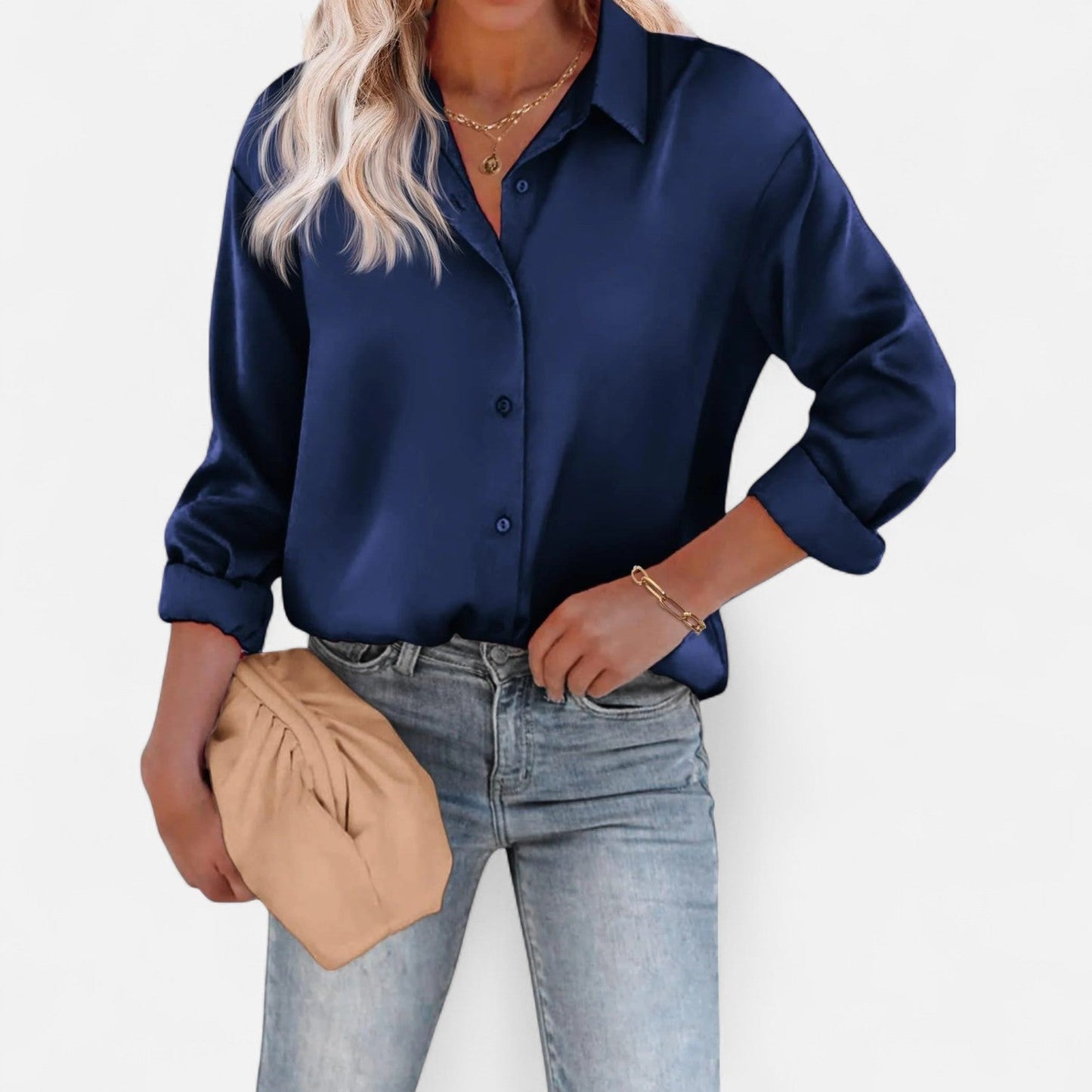 Camicetta da donna con colletto classico – Silhouette fluida, stile elegante e sofisticato