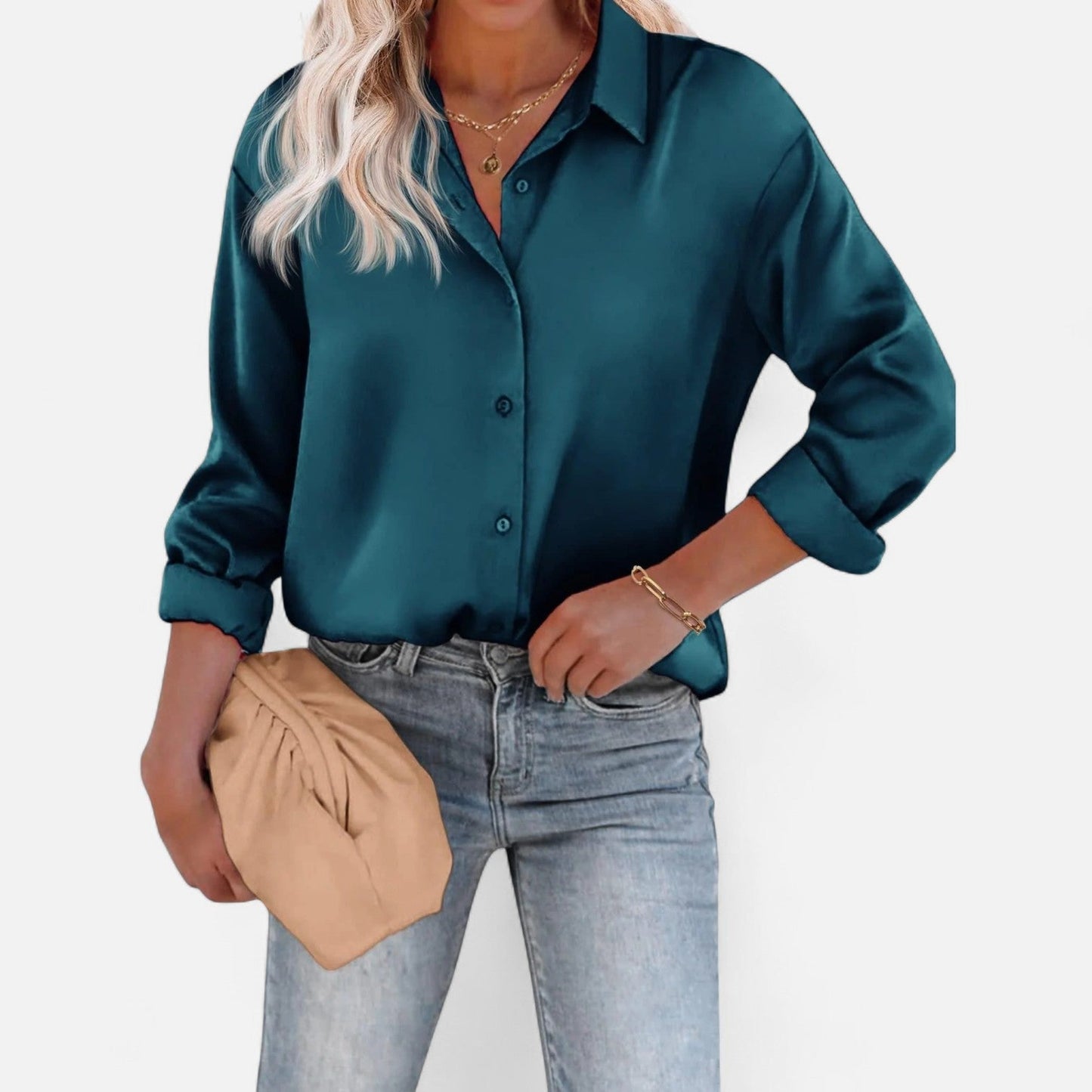 Camicetta da donna con colletto classico – Silhouette fluida, stile elegante e sofisticato
