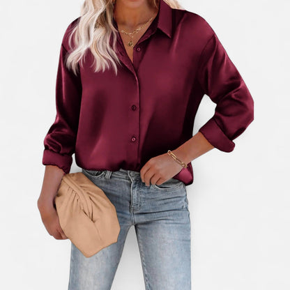 Camicetta da donna con colletto classico – Silhouette fluida, stile elegante e sofisticato