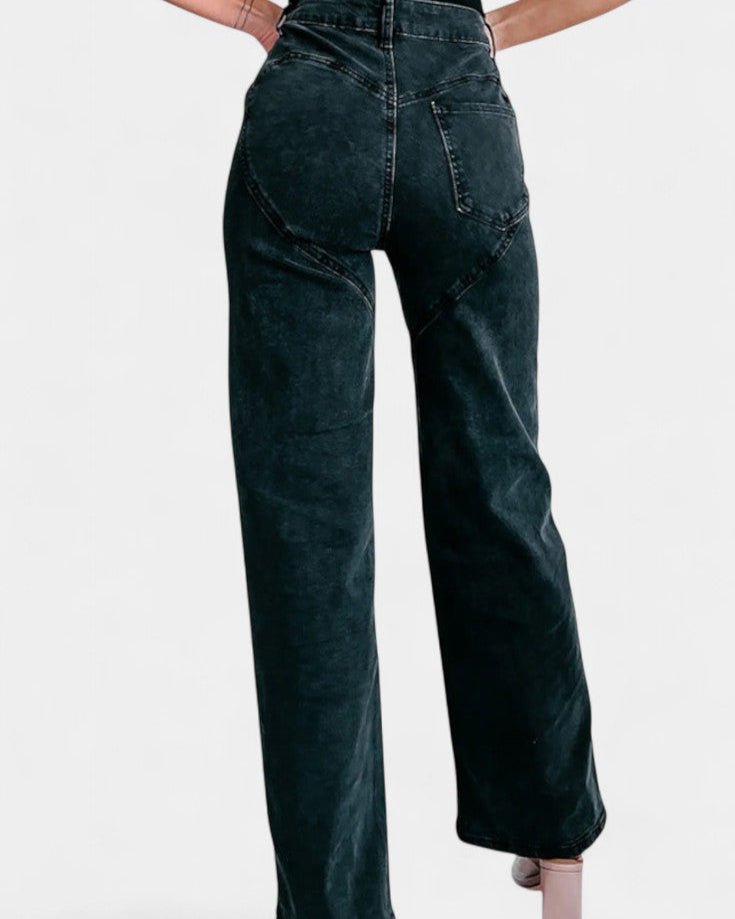Moderne Højtaljede Denim med Rå Detaljer – Wide Leg Fit