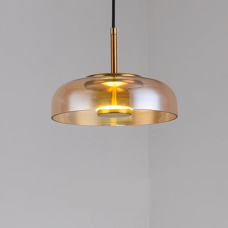 LED Pendelleuchte rund Glas Metall, Moderne Hängelampe