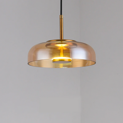 LED Pendelleuchte rund Glas Metall, Moderne Hängelampe