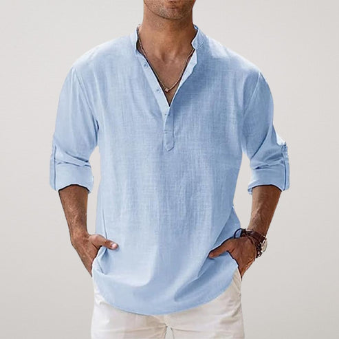 Linoven - Camisa Relajada Con Cuello Mao Botones