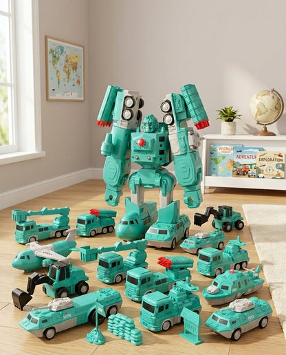 The Mighty Builder Squad | 7-i-1 magnetisk forvandlingsbar anleggskøretøystyrke