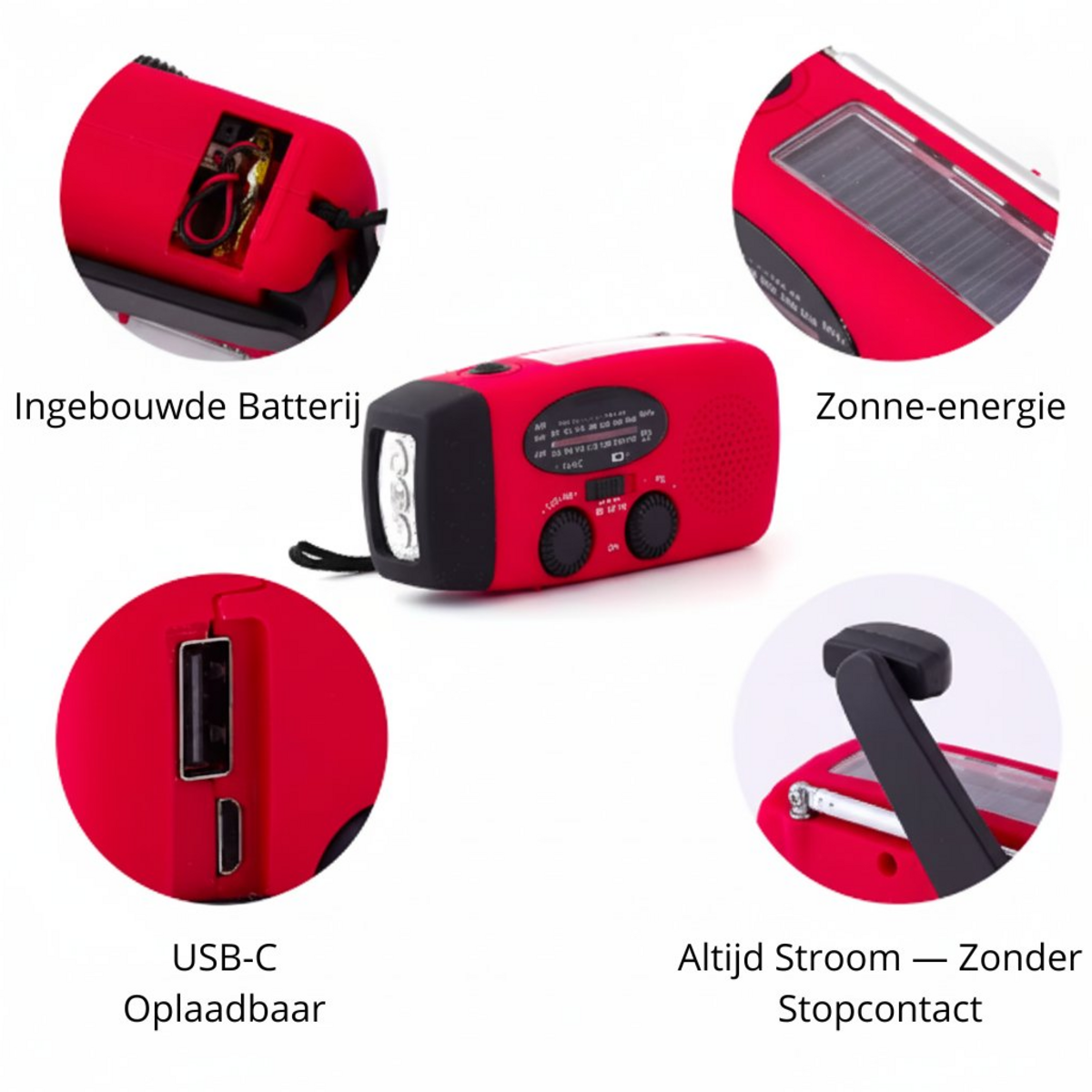 Noodradio Pro™ — Altijd Licht, Bereik & Stroom Bij Nood