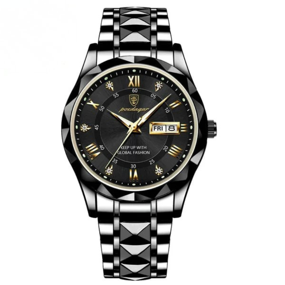 Aqualuxe Men's Elegant Waterproof Watch with Night Vision Dial